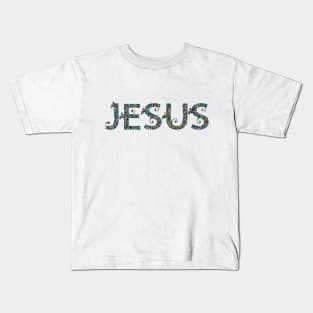 (FOR LIGHT COLOURS) Jesus His name colourful Mosaic style Christian design T-Shirt Kids T-Shirt